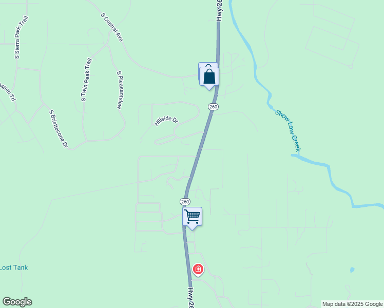map of restaurants, bars, coffee shops, grocery stores, and more near 2521 Marshalls Run in Show Low