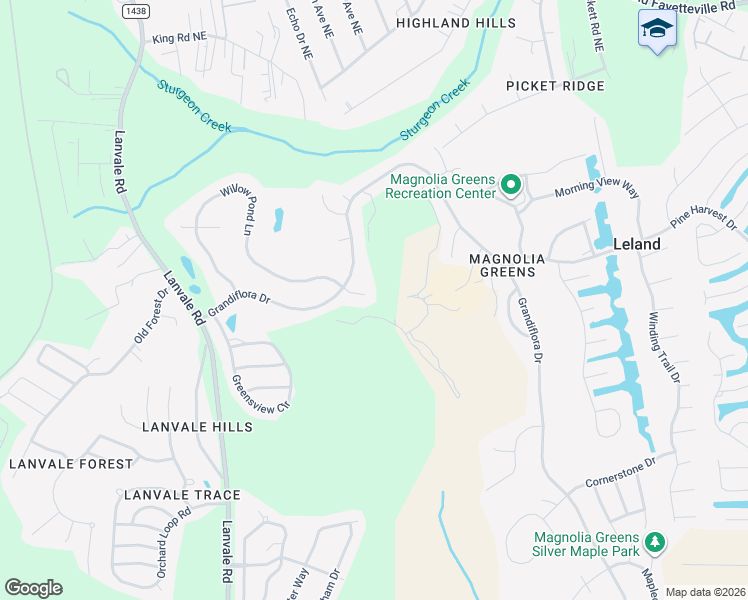 map of restaurants, bars, coffee shops, grocery stores, and more near 1008 Rosea Court in Leland