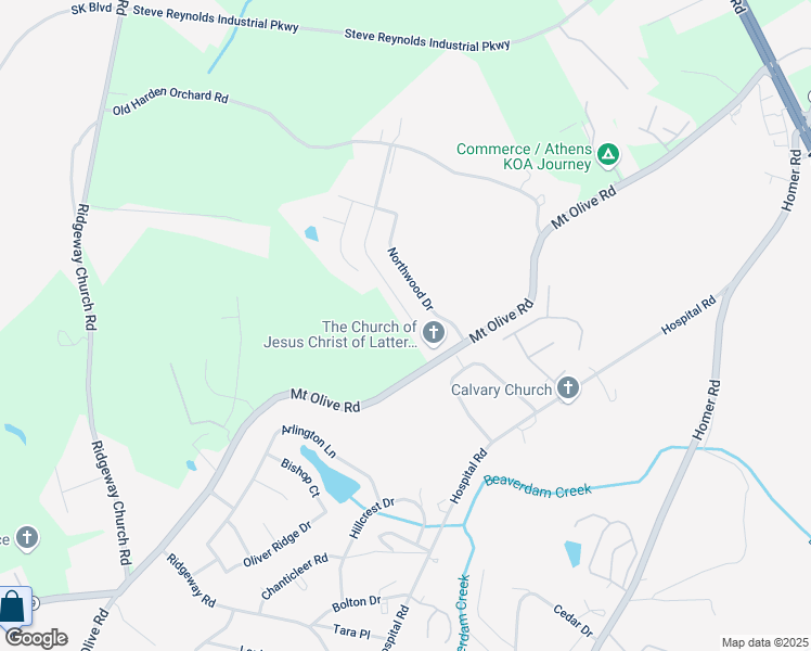 map of restaurants, bars, coffee shops, grocery stores, and more near 2434 Remington Drive in Commerce