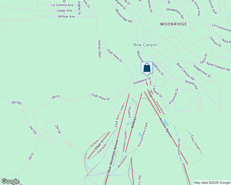 map of restaurants, bars, coffee shops, grocery stores, and more near 1372 Club View Drive in Big Bear Lake
