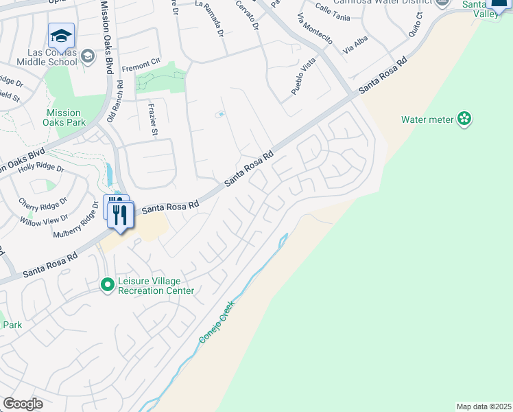 map of restaurants, bars, coffee shops, grocery stores, and more near 35206 Village 35 in Camarillo