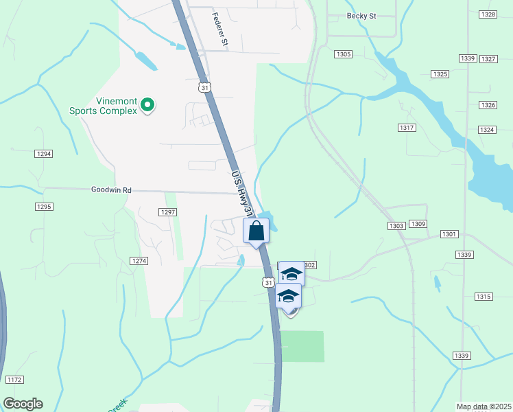 map of restaurants, bars, coffee shops, grocery stores, and more near 17982 US Highway 31 in Cullman
