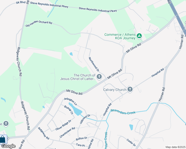 map of restaurants, bars, coffee shops, grocery stores, and more near 2434 Remington Drive in Commerce