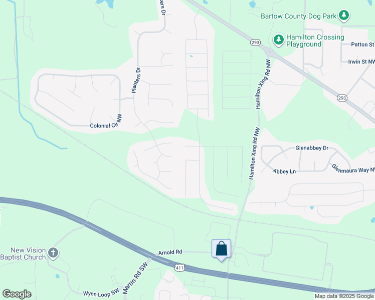 map of restaurants, bars, coffee shops, grocery stores, and more near 102 Andria Way Northwest in Euharlee