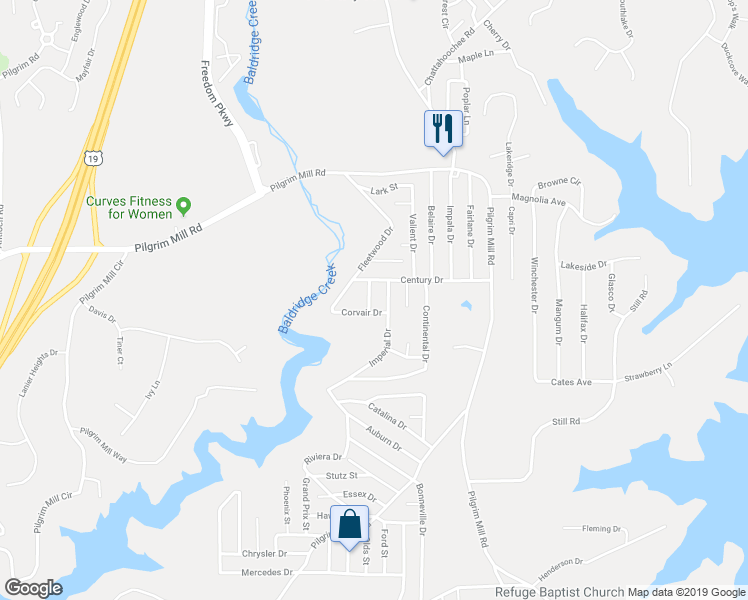 map of restaurants, bars, coffee shops, grocery stores, and more near 2745 Jaguar Street in Cumming