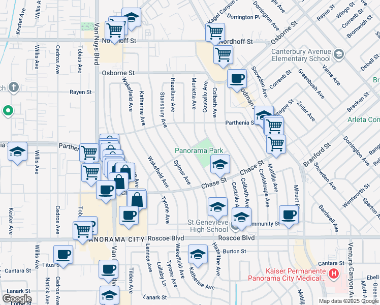 map of restaurants, bars, coffee shops, grocery stores, and more near in Los Angeles