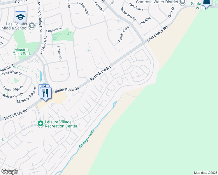 map of restaurants, bars, coffee shops, grocery stores, and more near 38003 Village 38 in Camarillo