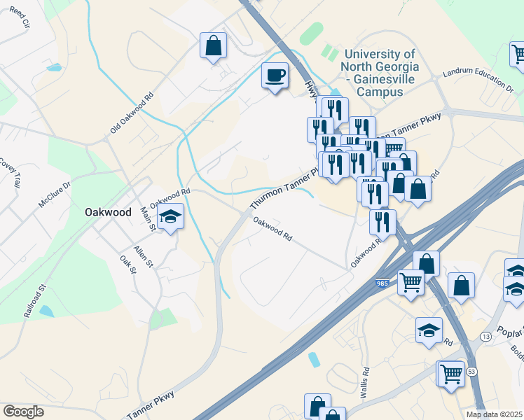 map of restaurants, bars, coffee shops, grocery stores, and more near 4406 Nellie Drive in Oakwood