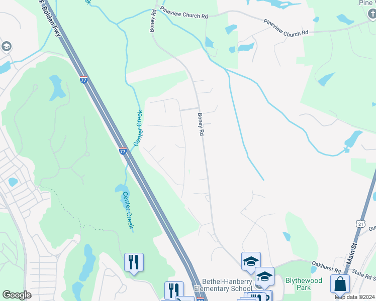 map of restaurants, bars, coffee shops, grocery stores, and more near 333 Blythe Creek Drive in Blythewood