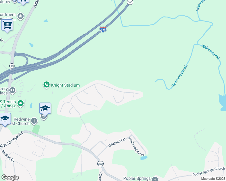 map of restaurants, bars, coffee shops, grocery stores, and more near 4052 Amberleigh Trace in Gainesville