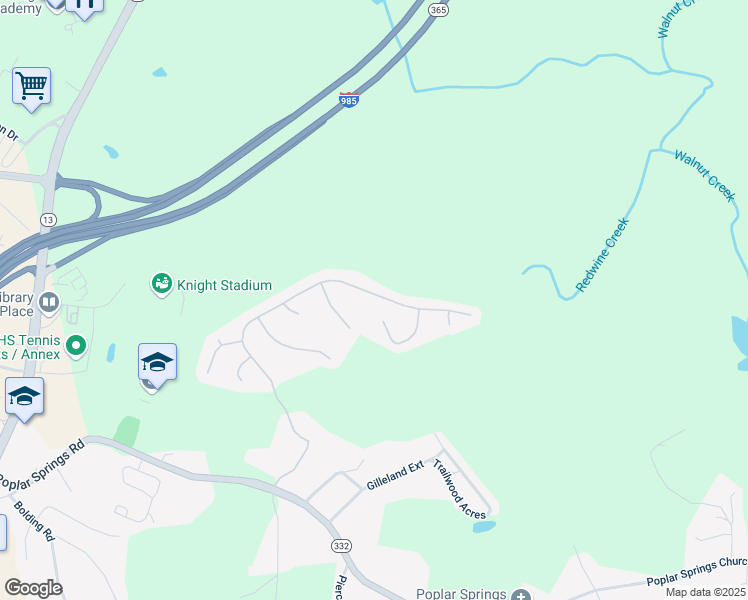 map of restaurants, bars, coffee shops, grocery stores, and more near 4044 Amberleigh Trace in Gainesville