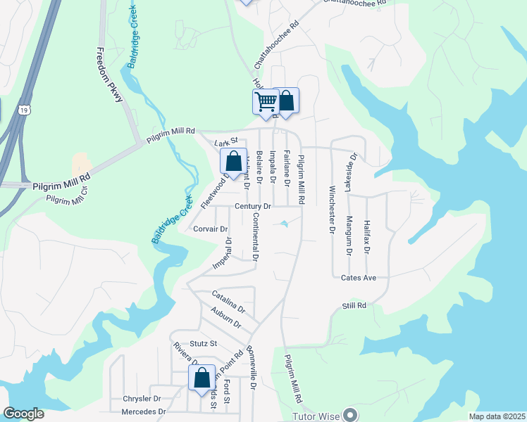 map of restaurants, bars, coffee shops, grocery stores, and more near 3210 Century Drive in Cumming