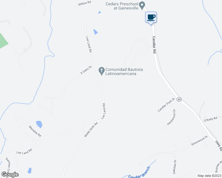 map of restaurants, bars, coffee shops, grocery stores, and more near 2261 Lee Land Road in Gainesville