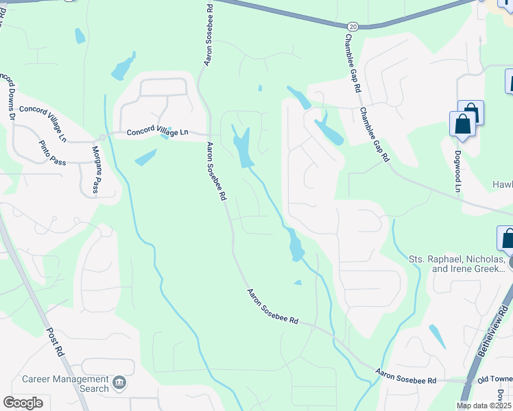 map of restaurants, bars, coffee shops, grocery stores, and more near 4825 Odum View Lane in Cumming