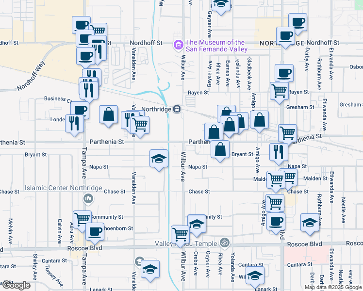 map of restaurants, bars, coffee shops, grocery stores, and more near in Los Angeles