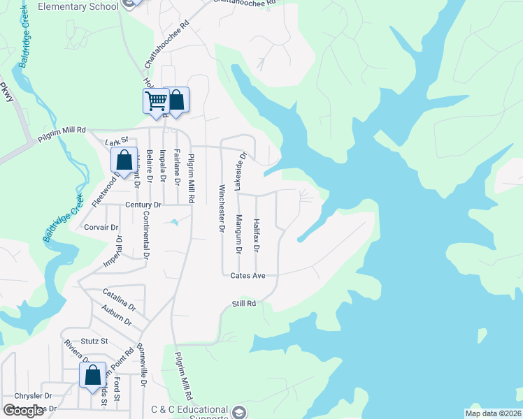 map of restaurants, bars, coffee shops, grocery stores, and more near 3125 Halifax Drive in Cumming