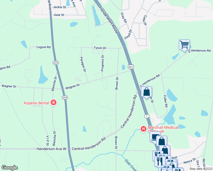 map of restaurants, bars, coffee shops, grocery stores, and more near 1618 Wagner Drive in Boaz