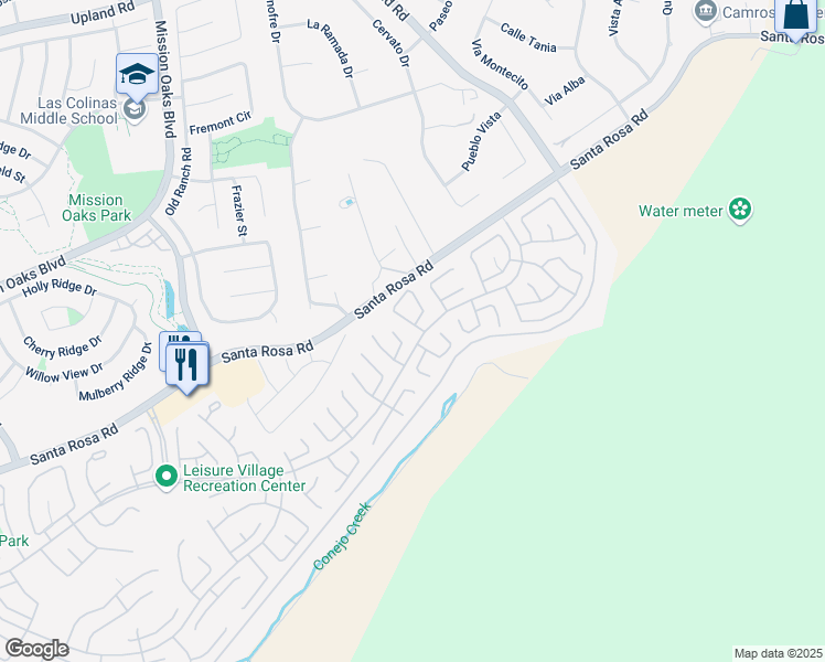 map of restaurants, bars, coffee shops, grocery stores, and more near 37204 Village 37 in Camarillo