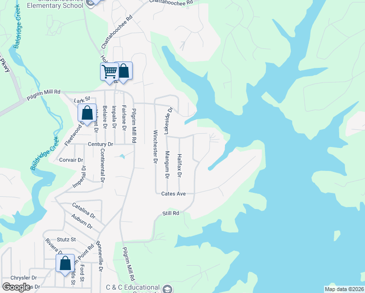 map of restaurants, bars, coffee shops, grocery stores, and more near 3125 Halifax Drive in Cumming