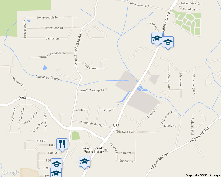 map of restaurants, bars, coffee shops, grocery stores, and more near 1625 Parkside Village Drive in Cumming