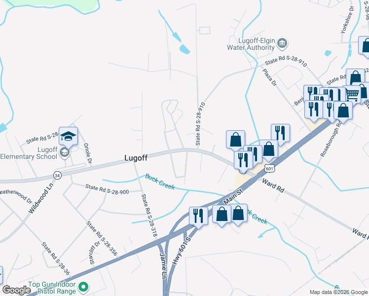 map of restaurants, bars, coffee shops, grocery stores, and more near 882A Ridgeway Road in Lugoff