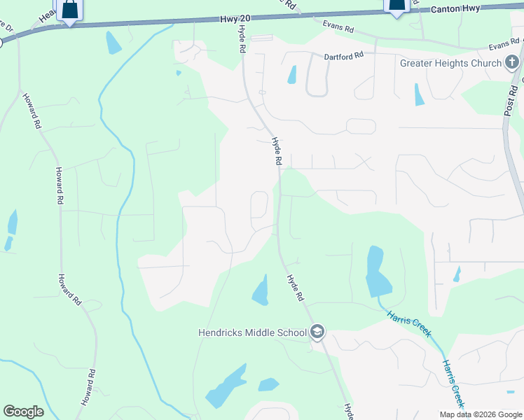 map of restaurants, bars, coffee shops, grocery stores, and more near 4950 Roosevelt Circle in Cumming