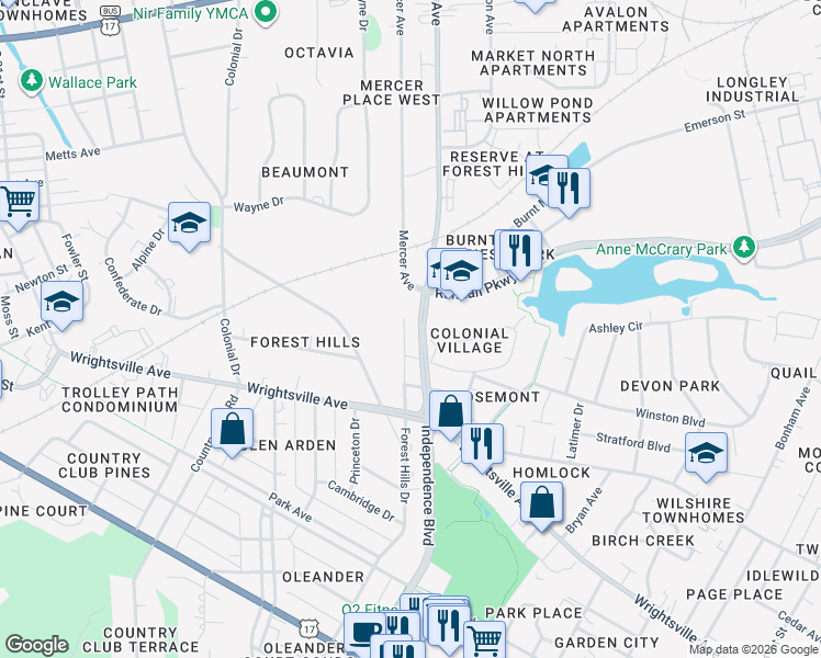 map of restaurants, bars, coffee shops, grocery stores, and more near 621 Mercer Avenue in Wilmington