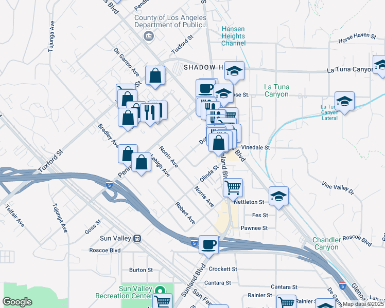 map of restaurants, bars, coffee shops, grocery stores, and more near 8731 Lucia Place in Los Angeles