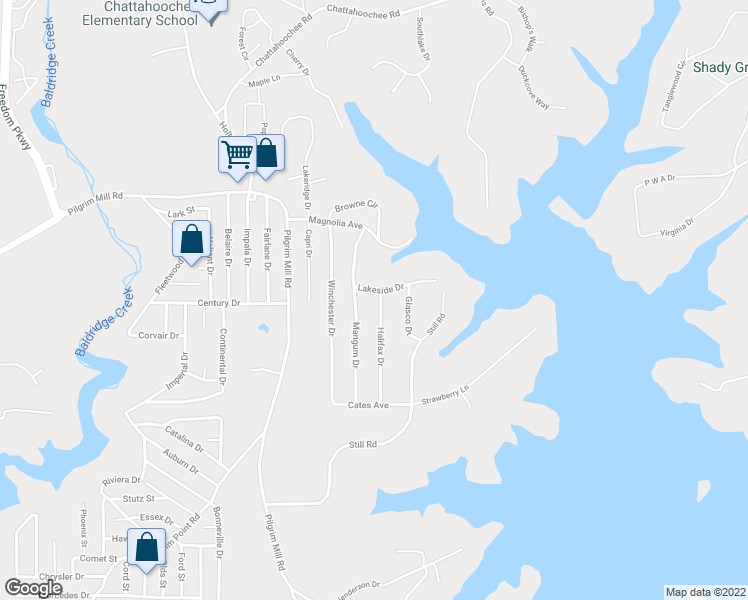 map of restaurants, bars, coffee shops, grocery stores, and more near 3120 Halifax Drive in Cumming