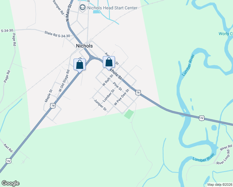 map of restaurants, bars, coffee shops, grocery stores, and more near 502 Burney Street in Nichols