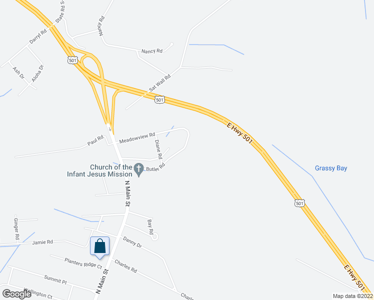 map of restaurants, bars, coffee shops, grocery stores, and more near 225 Butler Road in Marion