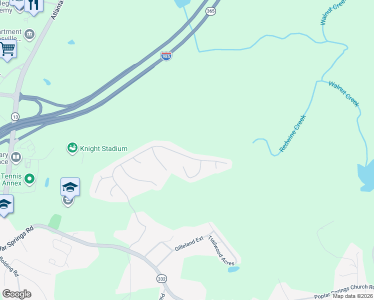 map of restaurants, bars, coffee shops, grocery stores, and more near 4057 Amberleigh Trace in Gainesville