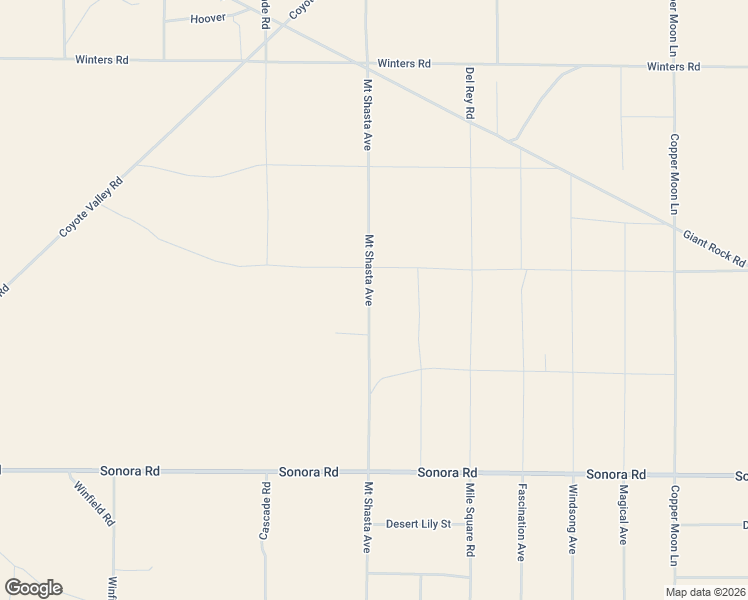 map of restaurants, bars, coffee shops, grocery stores, and more near 1381 Mount Shasta Avenue in Joshua Tree