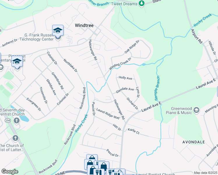 map of restaurants, bars, coffee shops, grocery stores, and more near 306 Haltiwanger Road in Greenwood