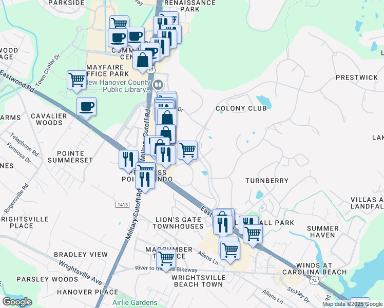 map of restaurants, bars, coffee shops, grocery stores, and more near 1825 Vincennes Place in Wilmington