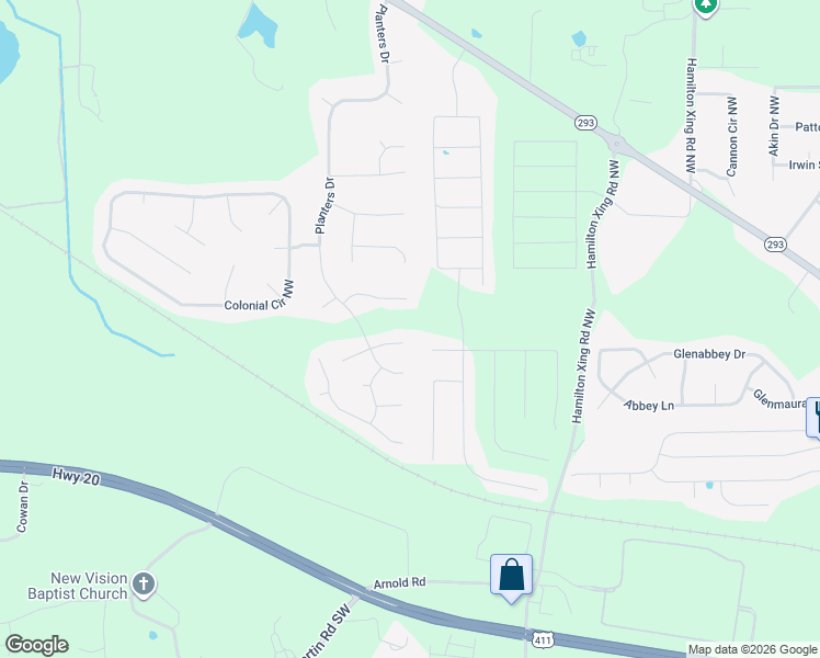 map of restaurants, bars, coffee shops, grocery stores, and more near 17 Clark Way in Cartersville