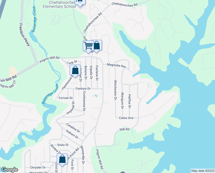 map of restaurants, bars, coffee shops, grocery stores, and more near 2890 Capri Drive in Cumming