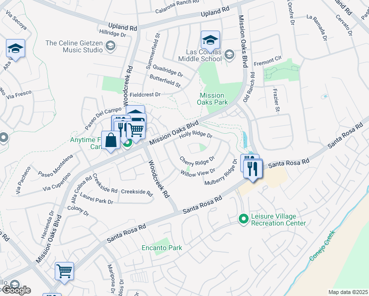 map of restaurants, bars, coffee shops, grocery stores, and more near 1175 Elder View Lane in Oxnard