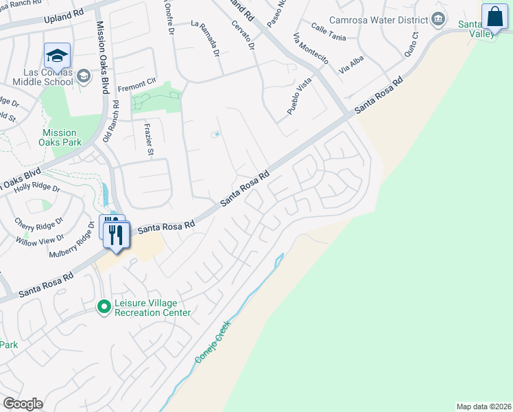 map of restaurants, bars, coffee shops, grocery stores, and more near 37203 Village 37 in Camarillo