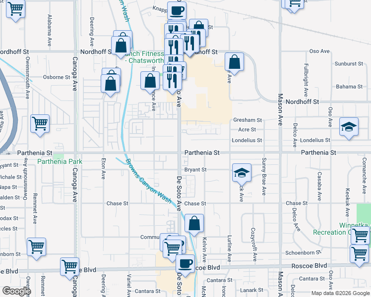 map of restaurants, bars, coffee shops, grocery stores, and more near in Los Angeles