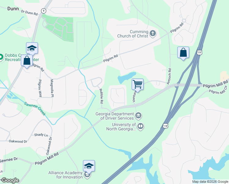 map of restaurants, bars, coffee shops, grocery stores, and more near 1508 Gathering Place in Cumming