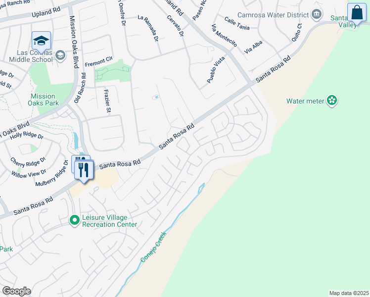 map of restaurants, bars, coffee shops, grocery stores, and more near 37203 Village 37 in Camarillo