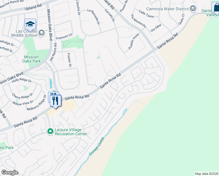 map of restaurants, bars, coffee shops, grocery stores, and more near 37119 Village 37 in Camarillo