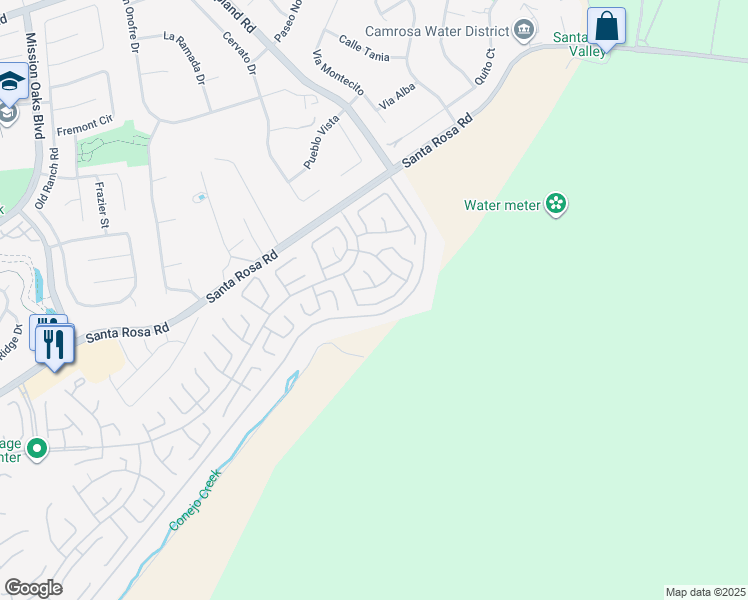 map of restaurants, bars, coffee shops, grocery stores, and more near 42025 Village 42 in Camarillo