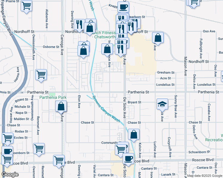 map of restaurants, bars, coffee shops, grocery stores, and more near in Los Angeles