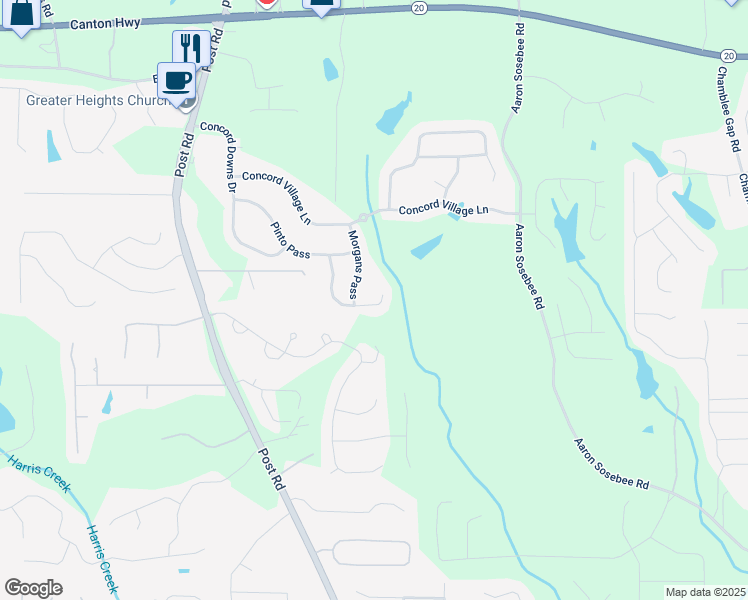 map of restaurants, bars, coffee shops, grocery stores, and more near 5365 Prancing Pass in Cumming