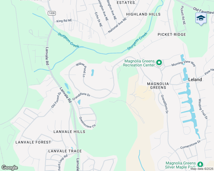 map of restaurants, bars, coffee shops, grocery stores, and more near 1110 Willow Pond Ln in Leland