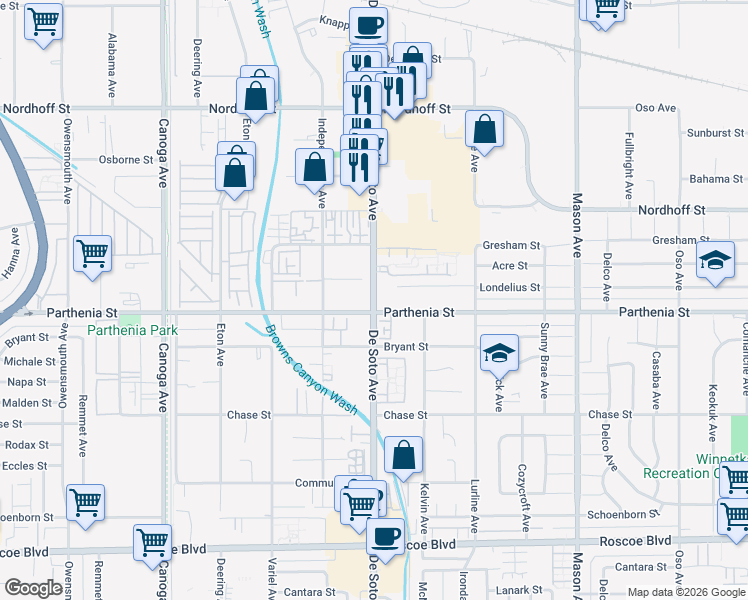 map of restaurants, bars, coffee shops, grocery stores, and more near in Los Angeles