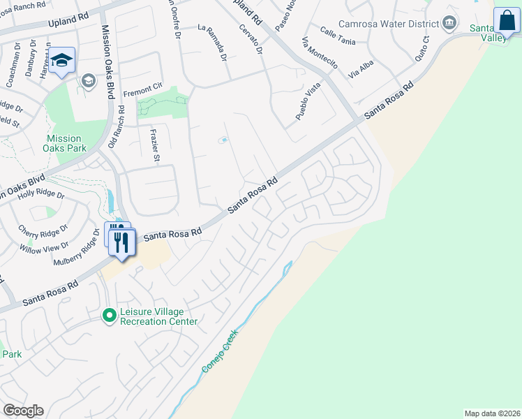 map of restaurants, bars, coffee shops, grocery stores, and more near 37204 Village 37 in Camarillo