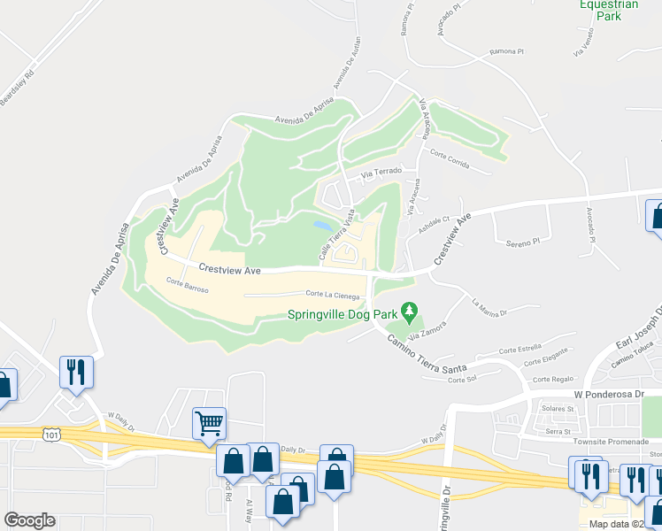 map of restaurants, bars, coffee shops, grocery stores, and more near 1186 Corte Riviera in Camarillo